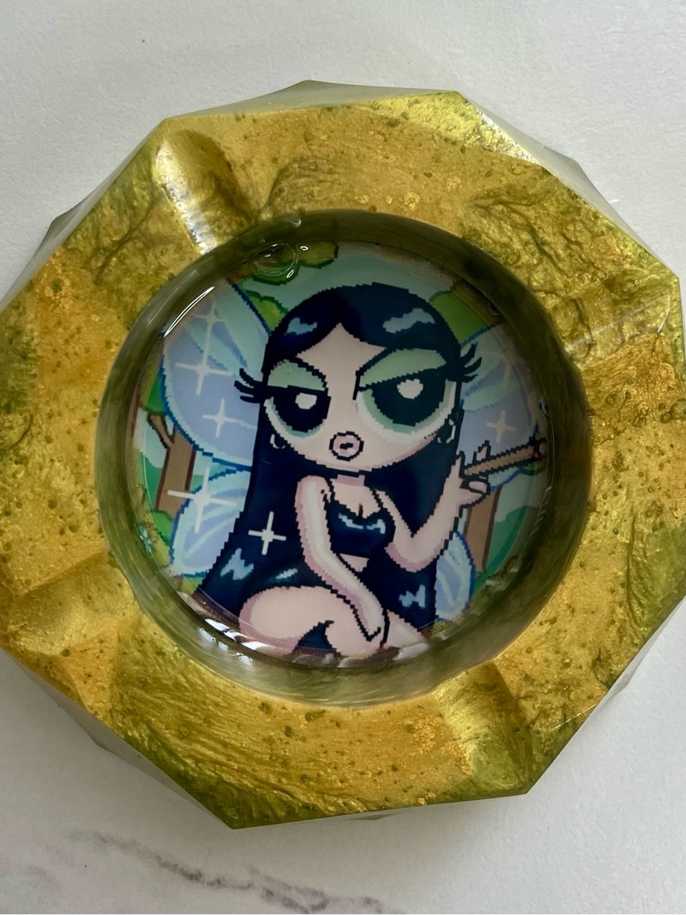 Green Powerpuff Girls Fairy Ashtray – Collectible Cartoon Memorabilia
